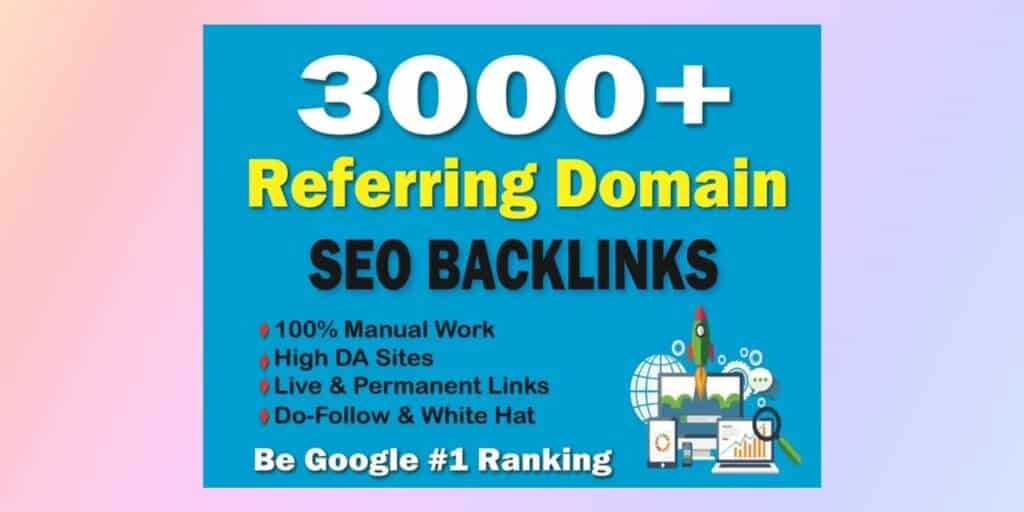 image saying "3000+ referring domains seo backlinks" which is clearly a common seo scam you should not use.