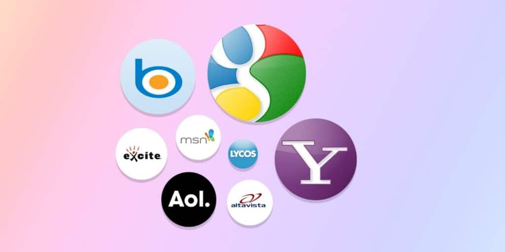 a image showing all the different search engines