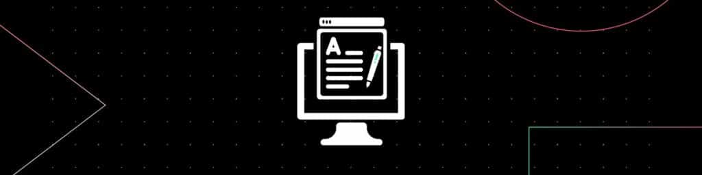 Black background and an icon showing off writing tools that can help write seo blogs faster